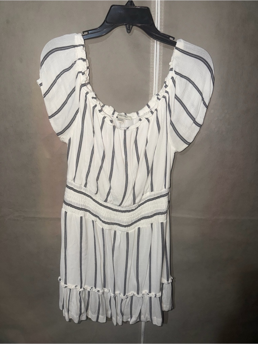 American Eagle Outfitters White Dress with Black Stripes